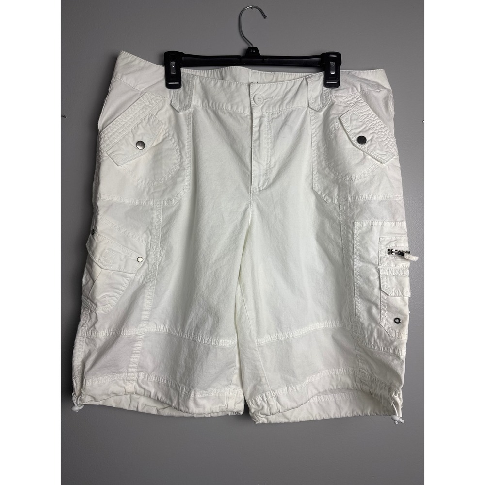 Lane Bryant Cargo Shorts Womens 18 White Excellent Utility Multi Pocket Stretch